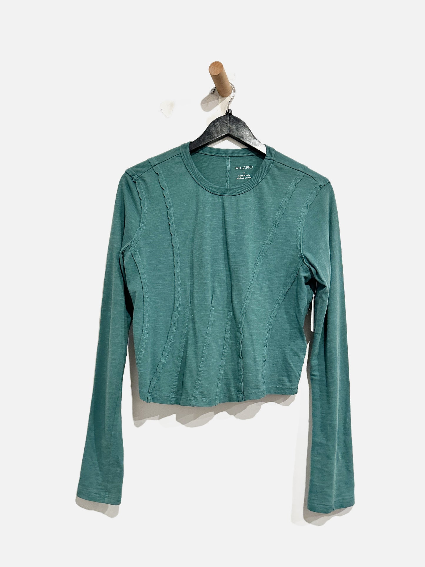 Anthropologie Pilcro Green Seamed LS Top - Small