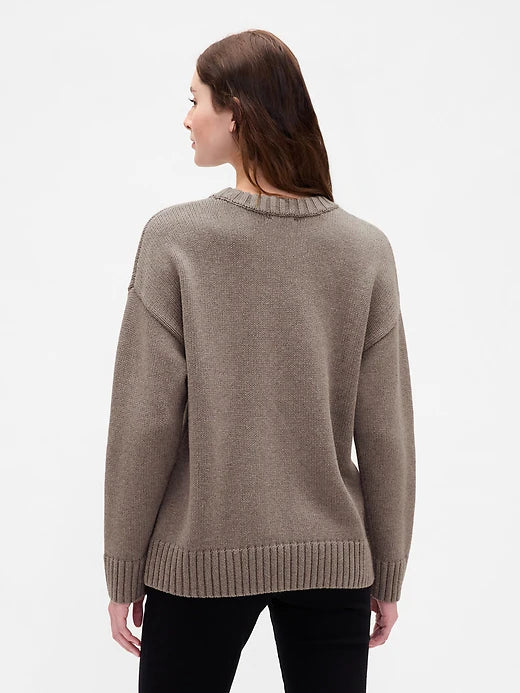 Gap Cotton Oversized Boyfriend Sweater in Toasted Almond - Medium