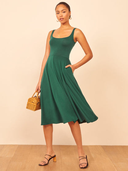 Reformation Rou Knit Midi Dress in Green - Medium