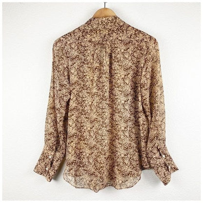 Nili Lotan Colleen Fall Leaf Silk Blouse Size Large