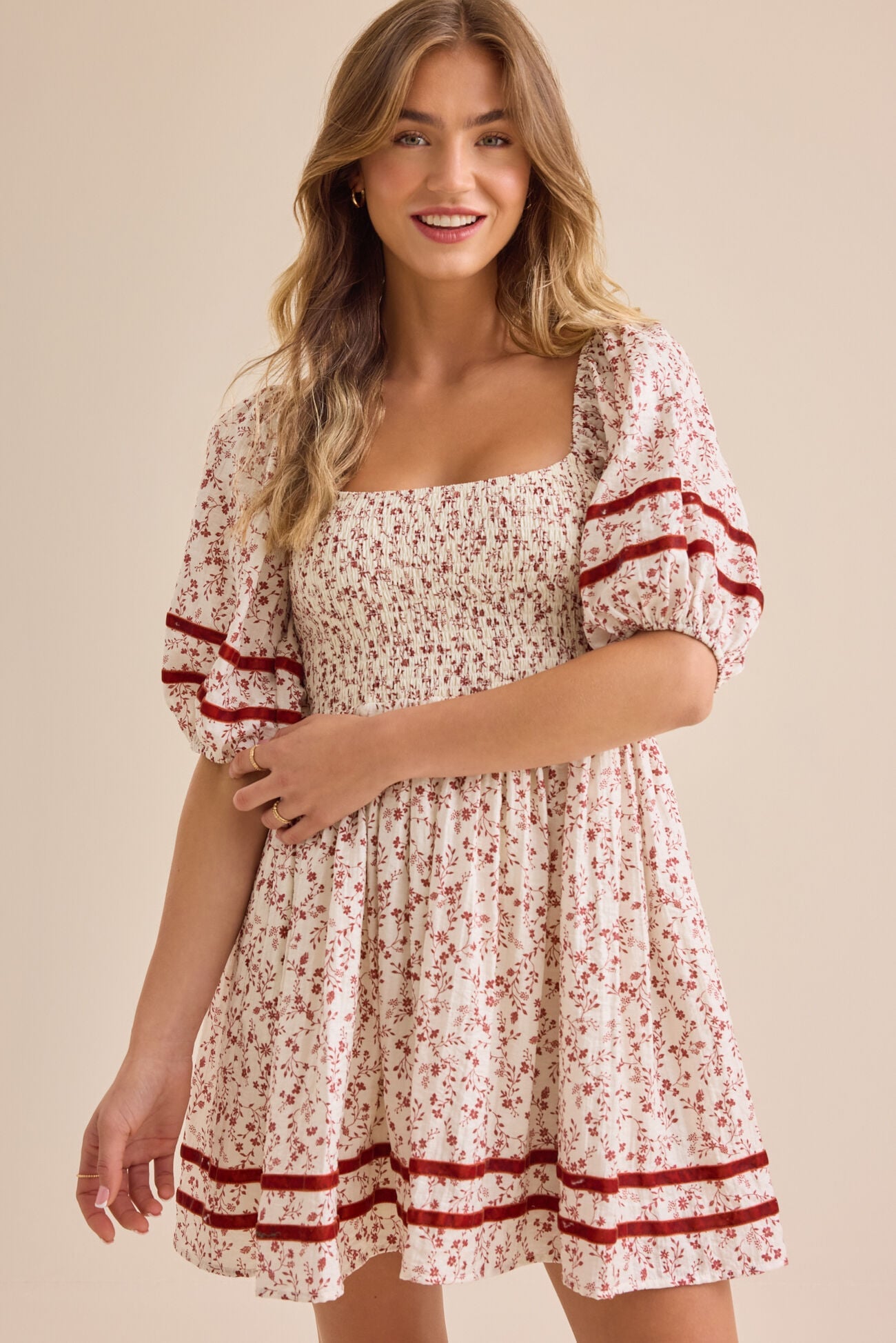 Altar’d State Chaya Puff Sleeve Mini Dress - Medium