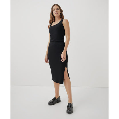 Pact Black Ribbed Midi Skirt - Small