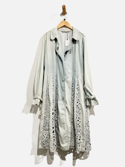 Soft Surroundings Denim Lace Trench Coat - Medium