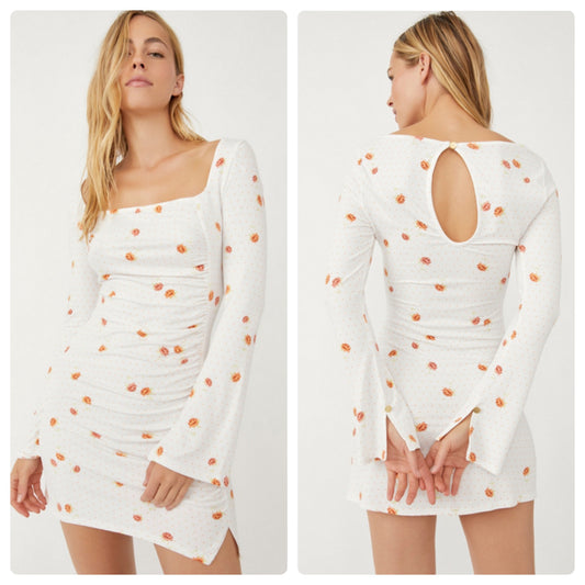 Free People NWT Celia Floral Dot LS Dress - XS