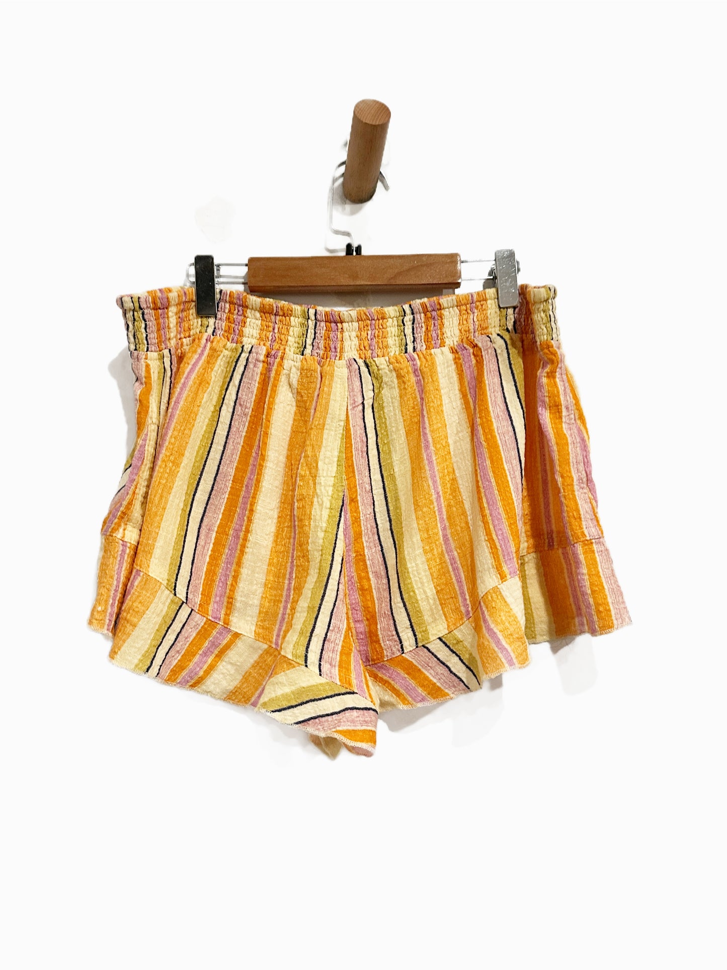 UO Out From Under NWT Lilly Shirred Ruffle Micro Shorts in Orange Stripe - Medium