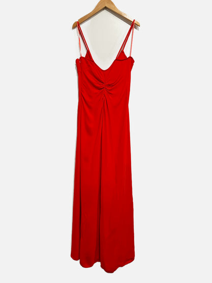 Zara Red Gathered Back Midi Dress - Small