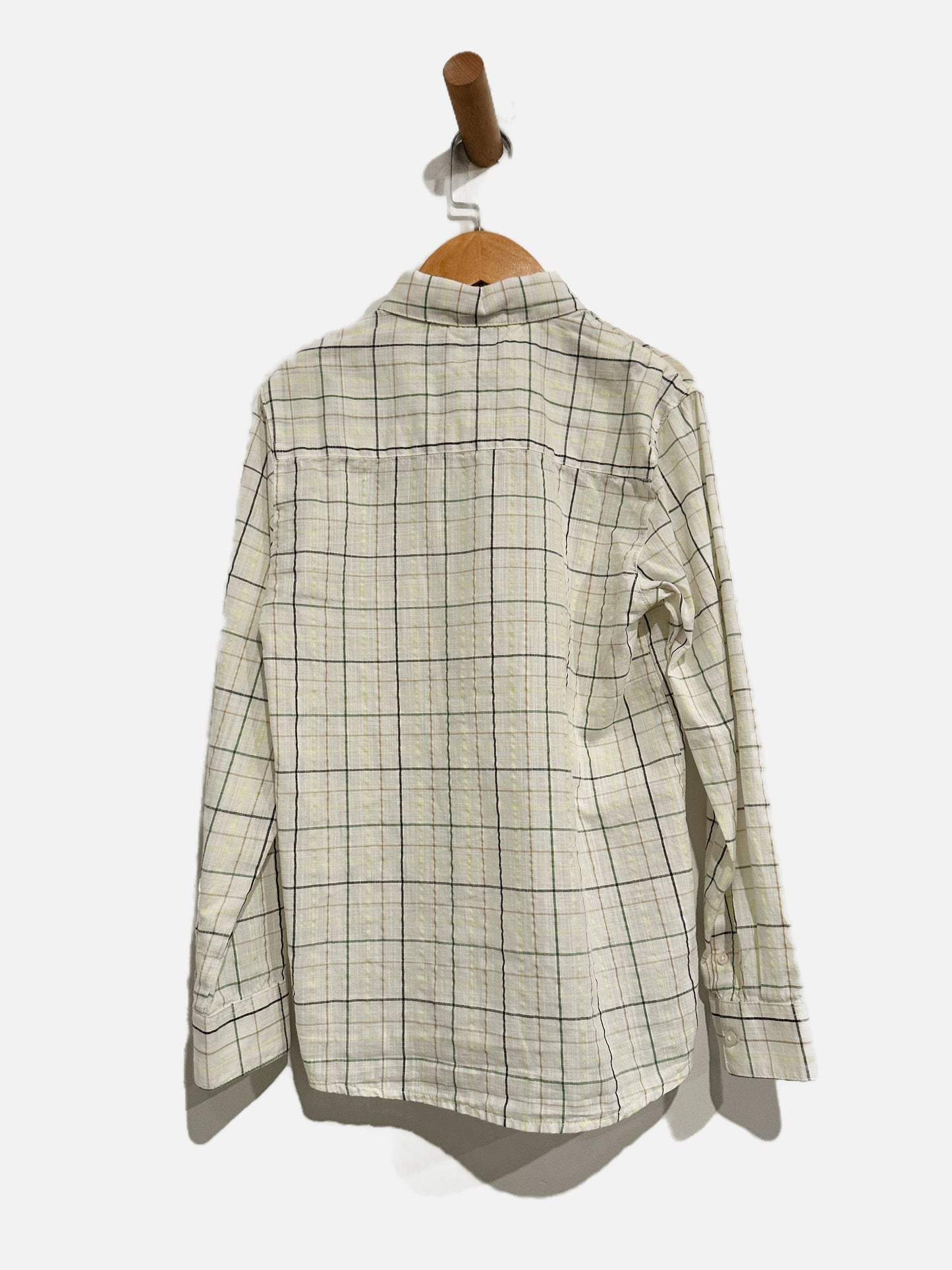Mayoral White/Green Plaid Button Down - 9