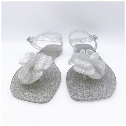 Play by Jeffrey Campbell Fleurisse Clear Glitter Sandals Size 8