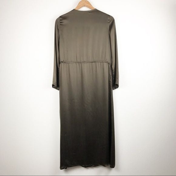 Ali Golden Long Sleeve Button Down Maxi Dress in Mud Size XS