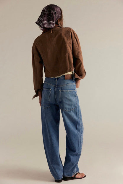 Free People Truro Baggy Puddle Jeans in Water Stoned Blue - 26