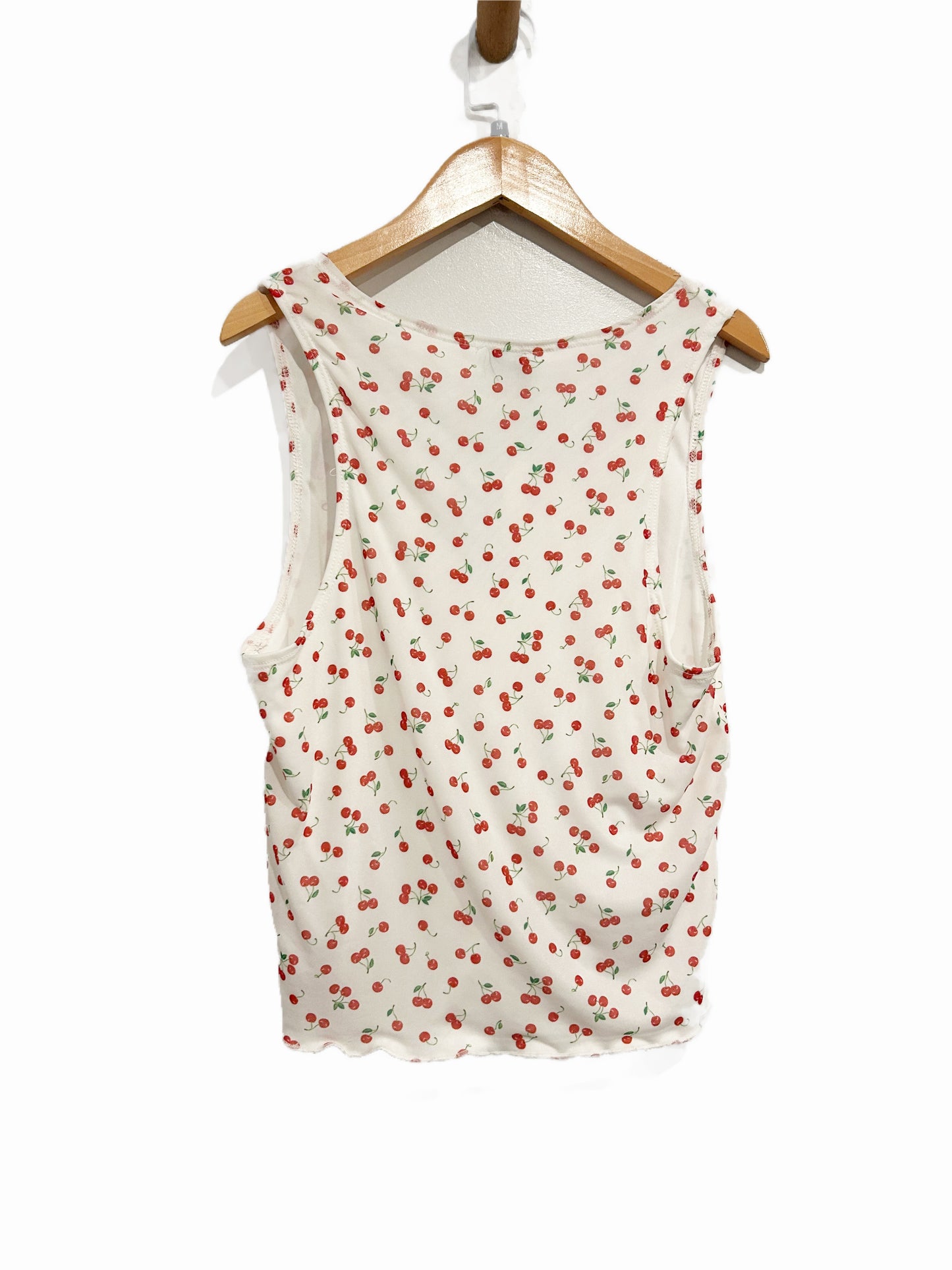 LA Hearts White Cherry Lace Trim Tank - Medium