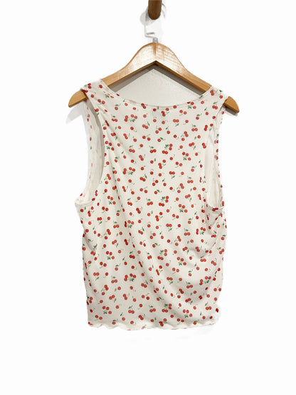 LA Hearts White Cherry Lace Trim Tank - Medium