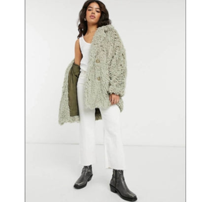 Free People Honeypie Sage Green Oversized Coat - XS