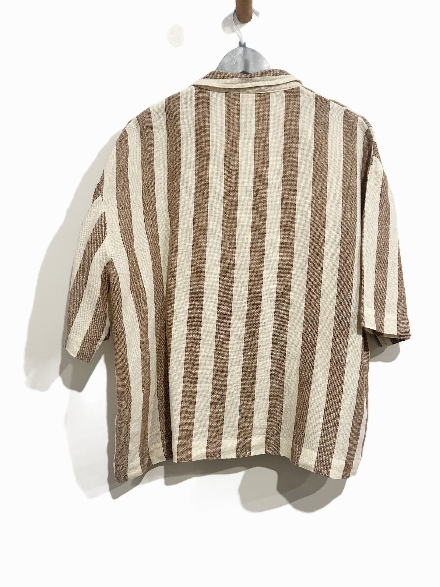 Faherty Palma Stripe Linen Camp Shirt in Cocoa Beach Stripe - XL