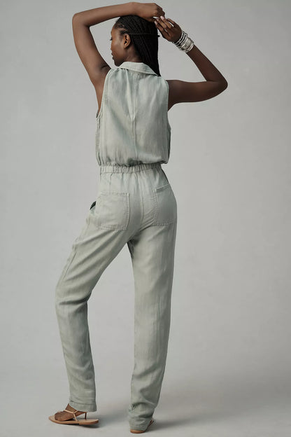 Anthropologie YFB Green Sleeveless Jumpsuit - Large