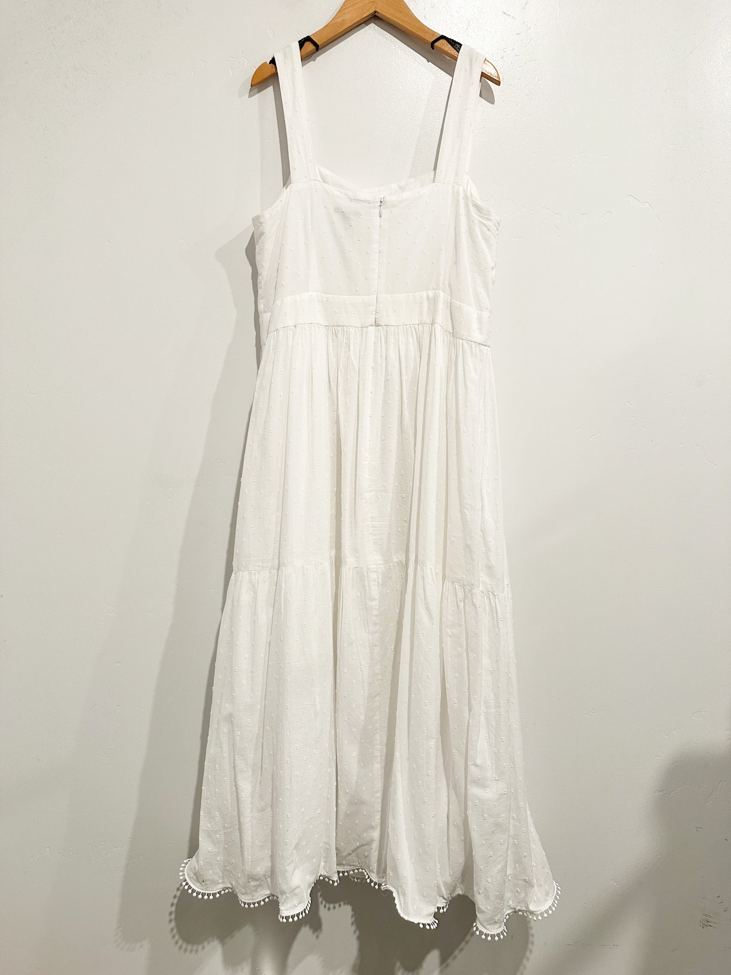 Ann Taylor White Swiss Dot Midi Dress - 10