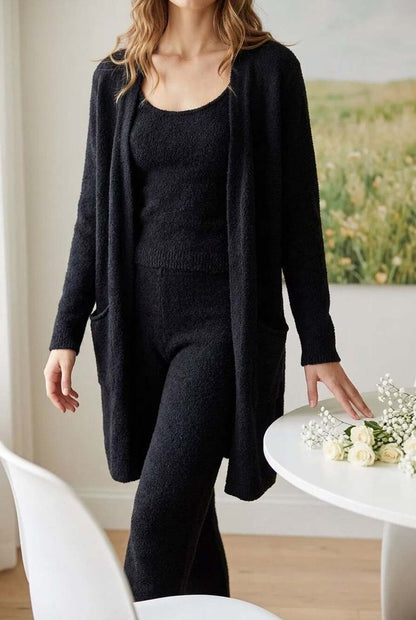 Barefoot Dreams CozyChic Lite Long Cardigan in Black - Medium
