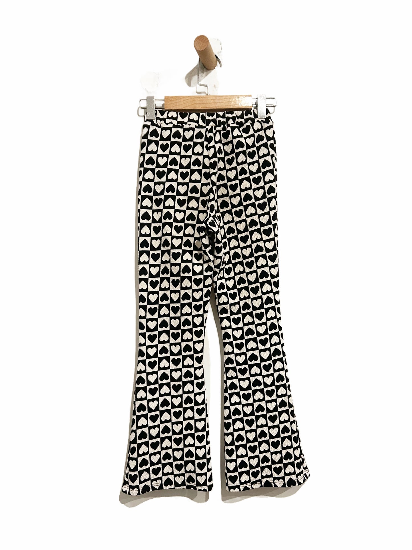 Dream Girl Black and White Heart Flare Pants - 7