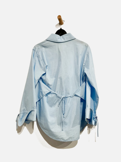 JOA Blue Tie Back Button Down - Small