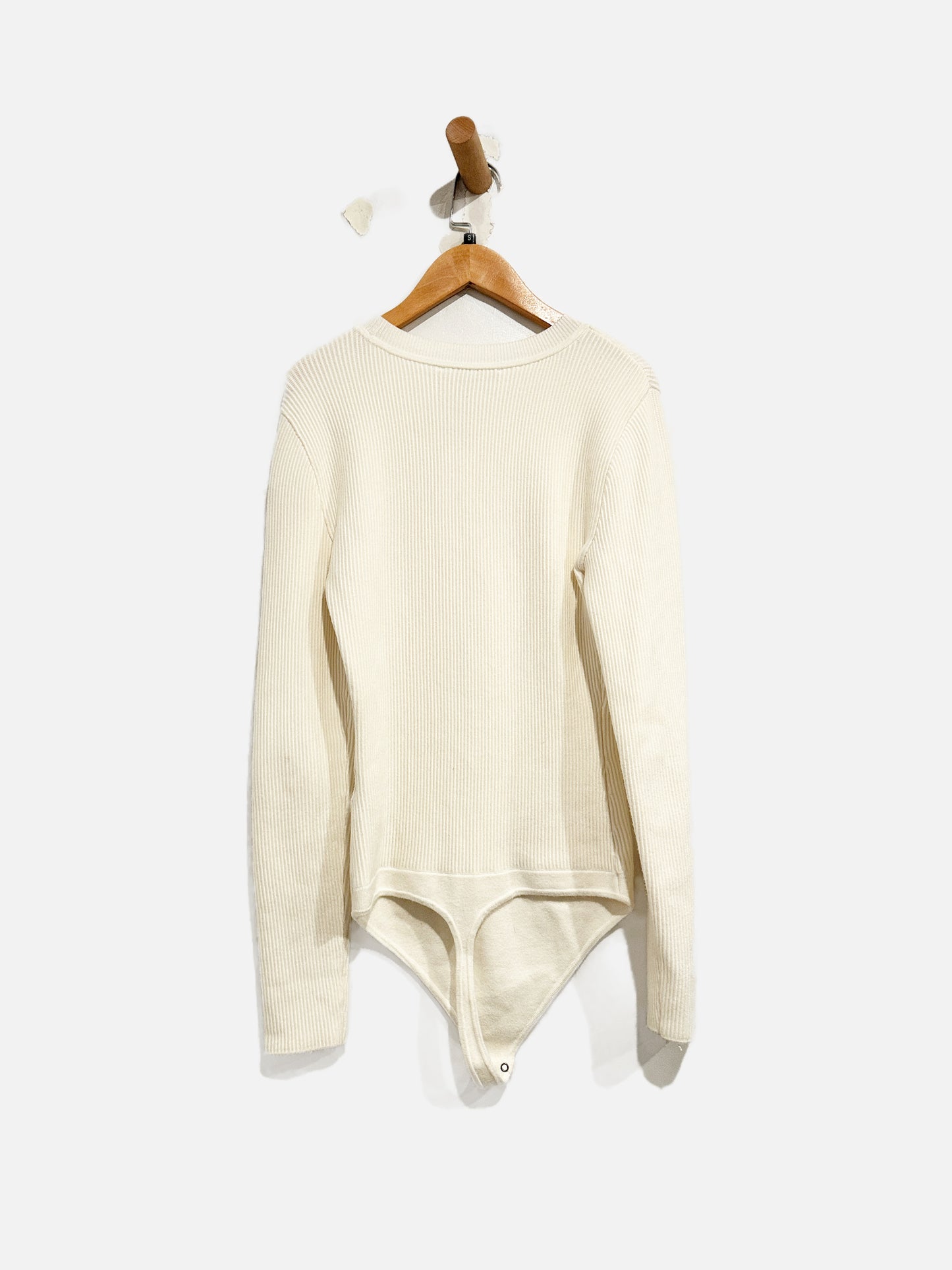 Abercrombie & Fitch White Ribbed Bodysuit - Small