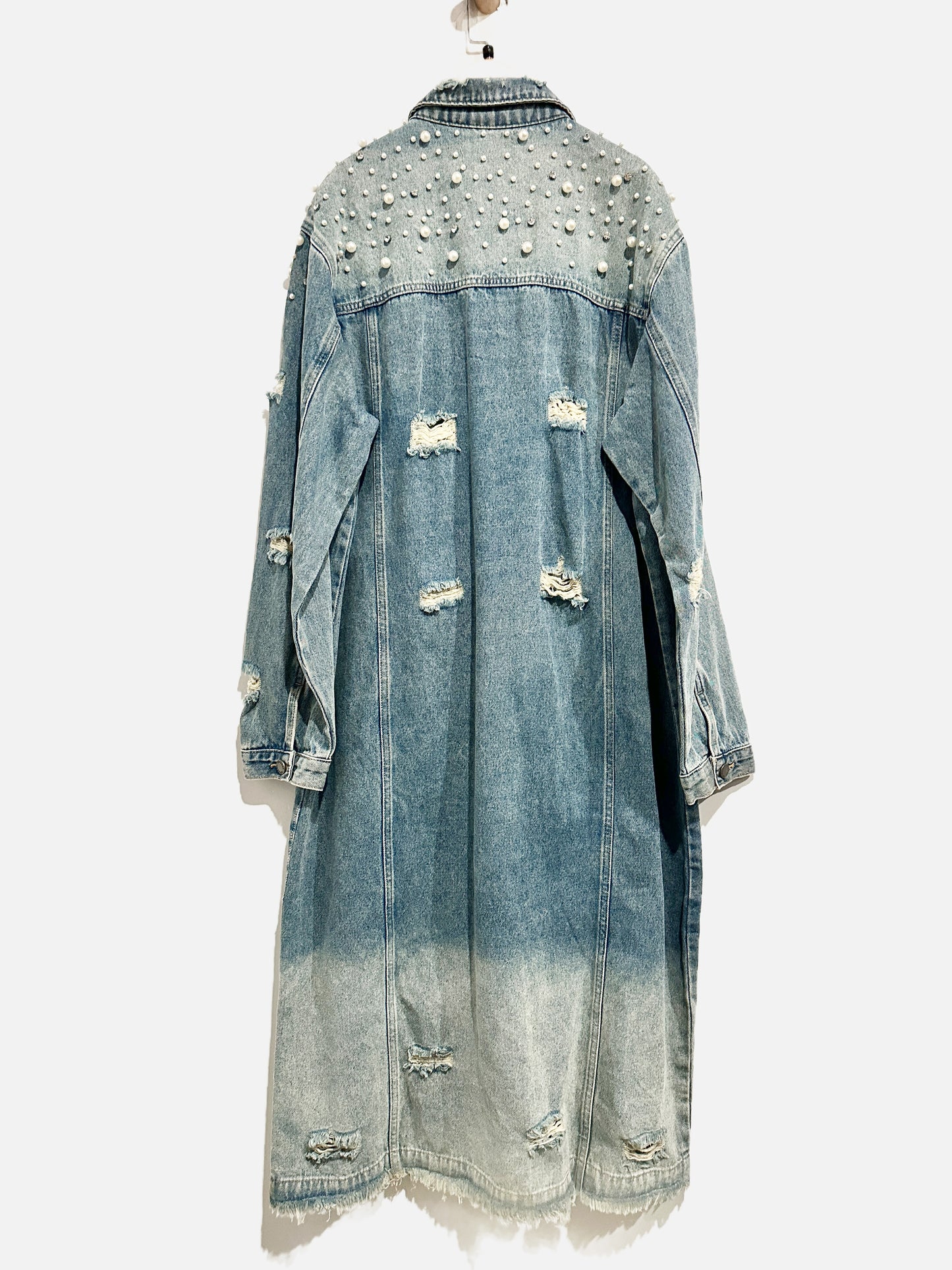 Veveret Pearl Denim Duster Jacket - Large