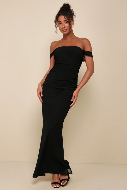 Lululs Black Mesh Bodycon Maxi Dress - Medium