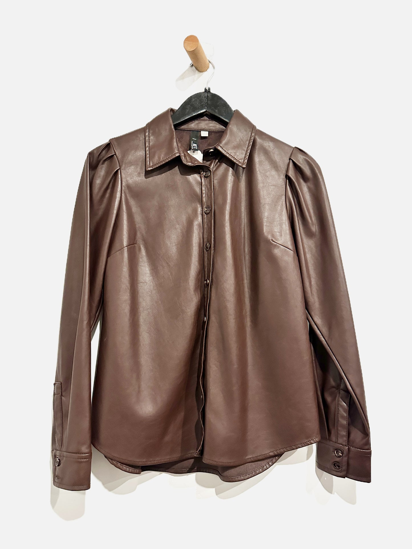 Kut Henrietta Chocolate Vegan Leather Shacket - XS