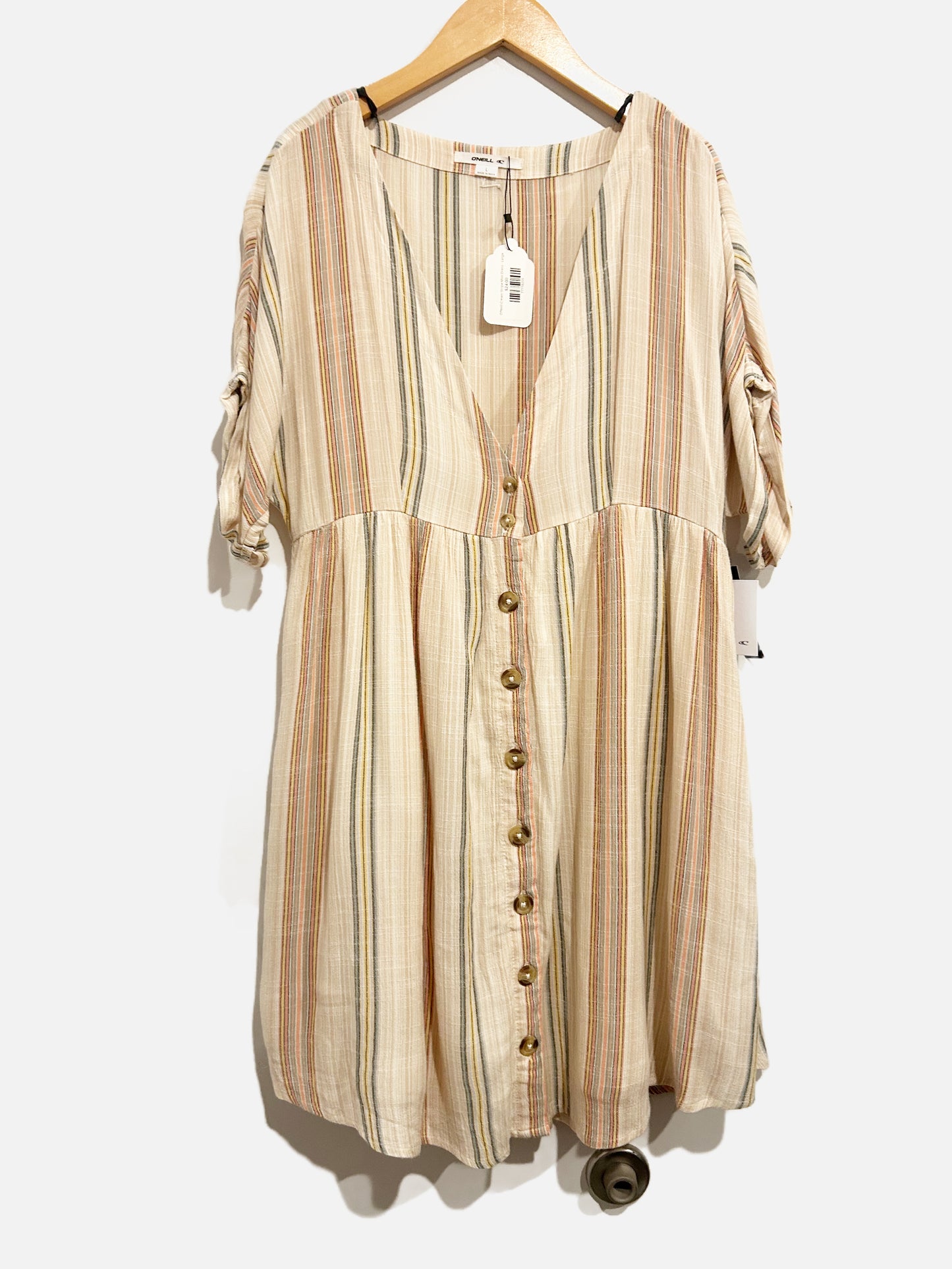 O'Neill Reagan Stripe Short Sleeve Dress - Large