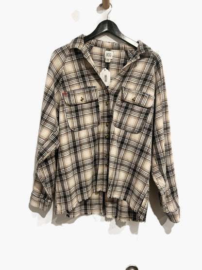 BDG Black & Cream Oversized Plaid Flannel - Medium