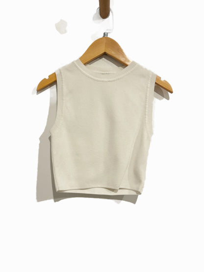 Zara White Knit Cropped Tank - Small