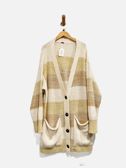 Free People Southport Cream Tan Yellow Oversized Cardigan - XS