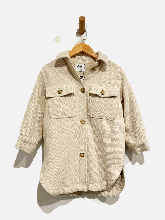 Zara Cream and White Shacket - 6-7