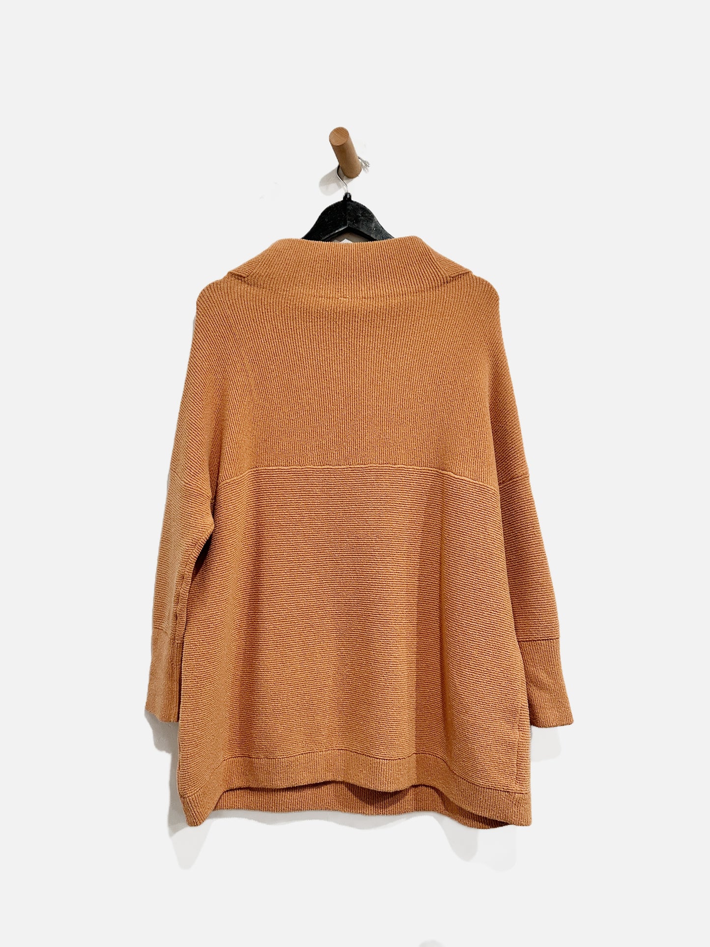 Free People Ottoman Orange Ribbed Mock Neck Sweater - Small