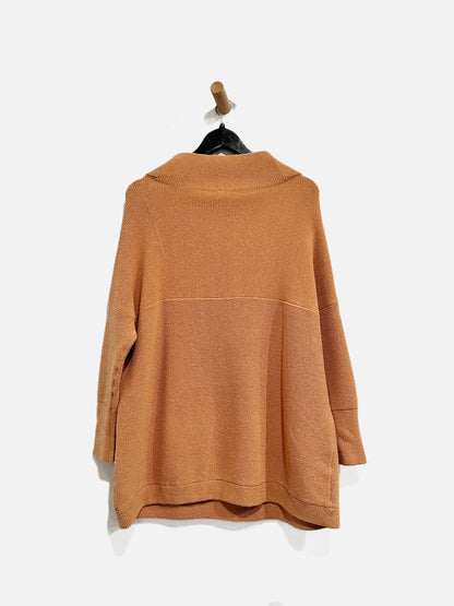 Free People Ottoman Orange Ribbed Mock Neck Sweater - Small