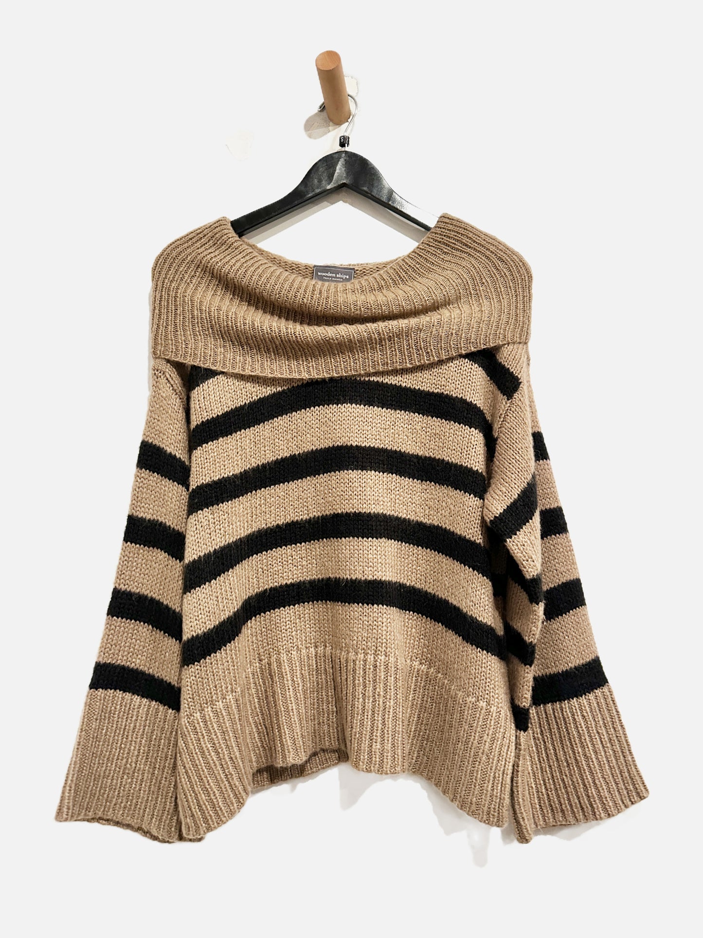 Wooden Ships Mallory Striped T Neck Chunky Sweater- S/M