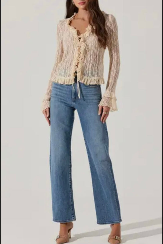 ASTR Cream Lace Cardigan - XS