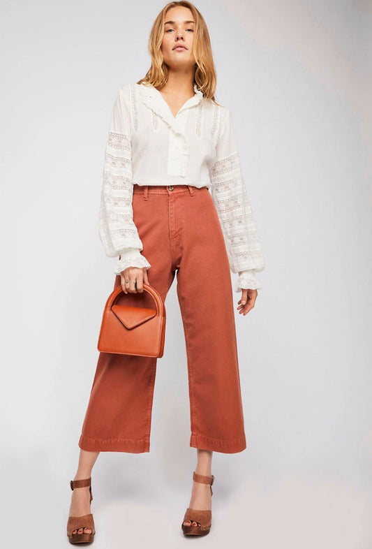 Free People Patty Orange Wide Leg Pants - 26