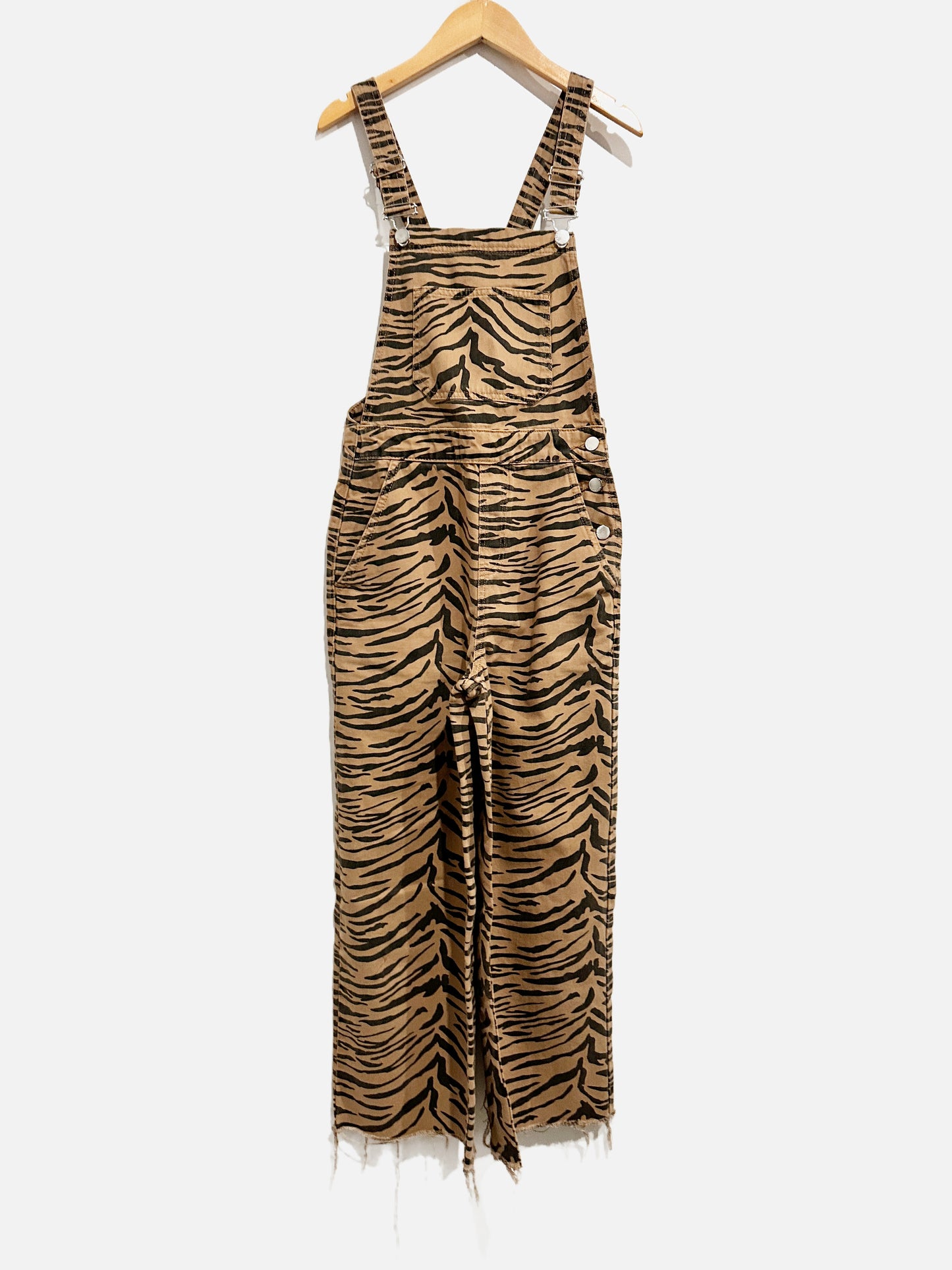 Top Shop Brown Animal Print Overalls - 2