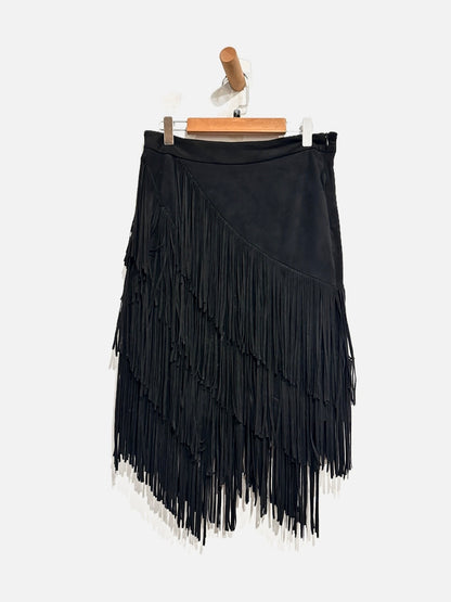 Zara Black Fringe Skirt - Small