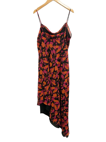 Vintage 90s Positively Attitude Hot Pink & Orange Floral Asymmetrical Dress (As Is) - 12