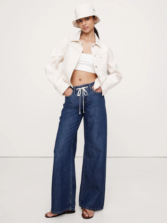 Banana Republic Wide Leg Drawstring Jeans - 32