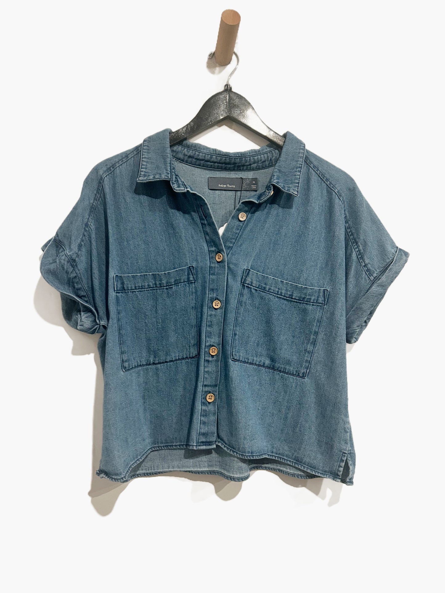 Indigo Rising Chambray Boxy Top - Medium