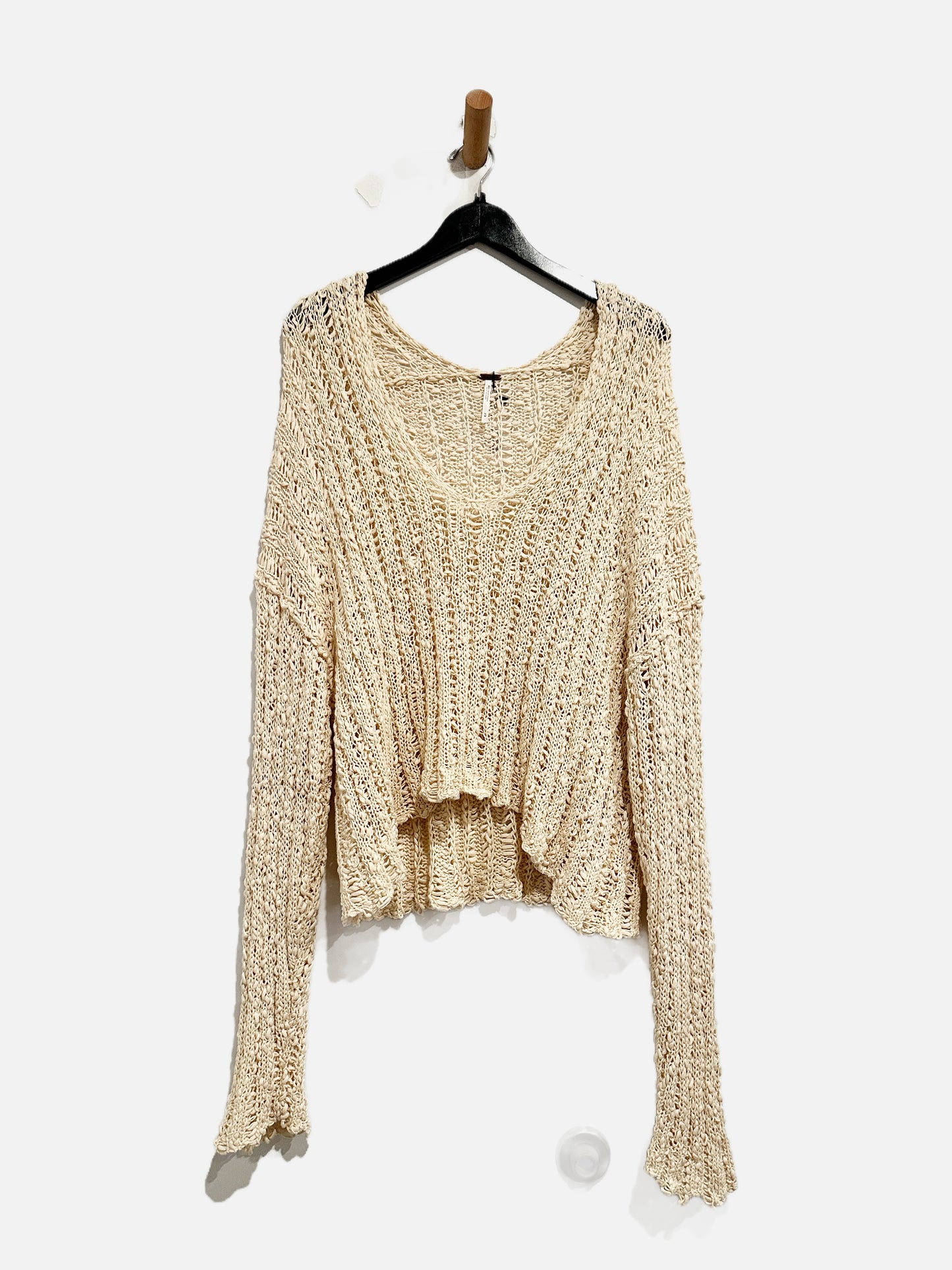 Free People Cream Open Knit Sweater - Medium