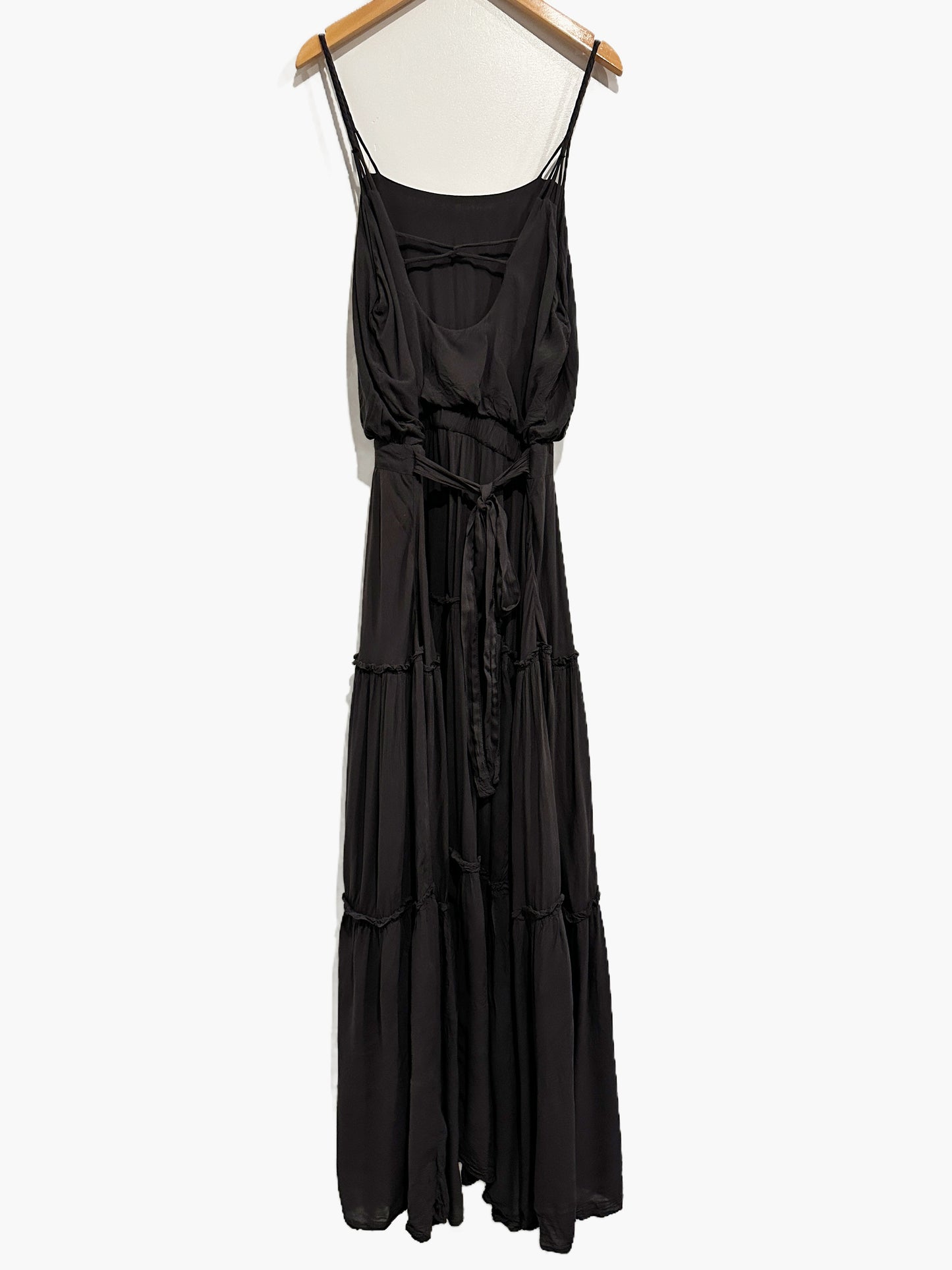 Free People Grey Tie Back Maxi Dress - XS