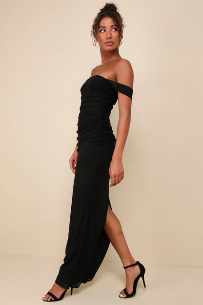 Lululs Black Mesh Bodycon Maxi Dress - Medium