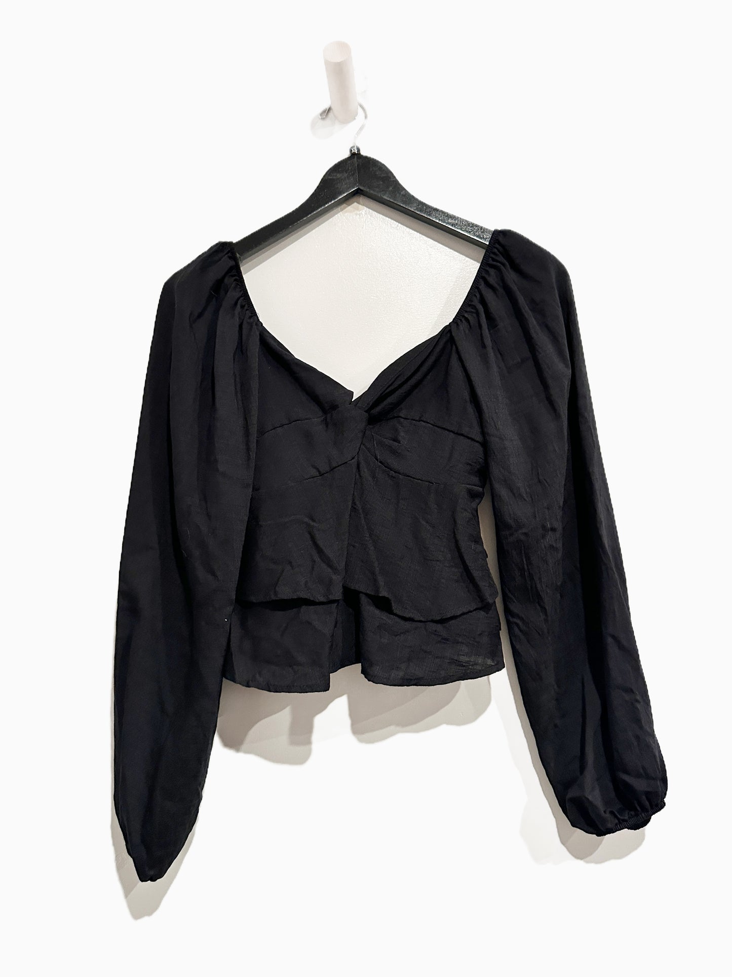 Altar’d State Black Ruffle Tie Back LS Top - XS