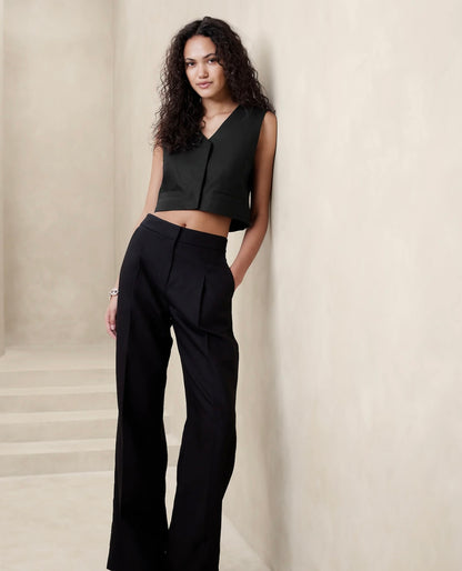 Banana Republic NWT Black Linen Vest - 0