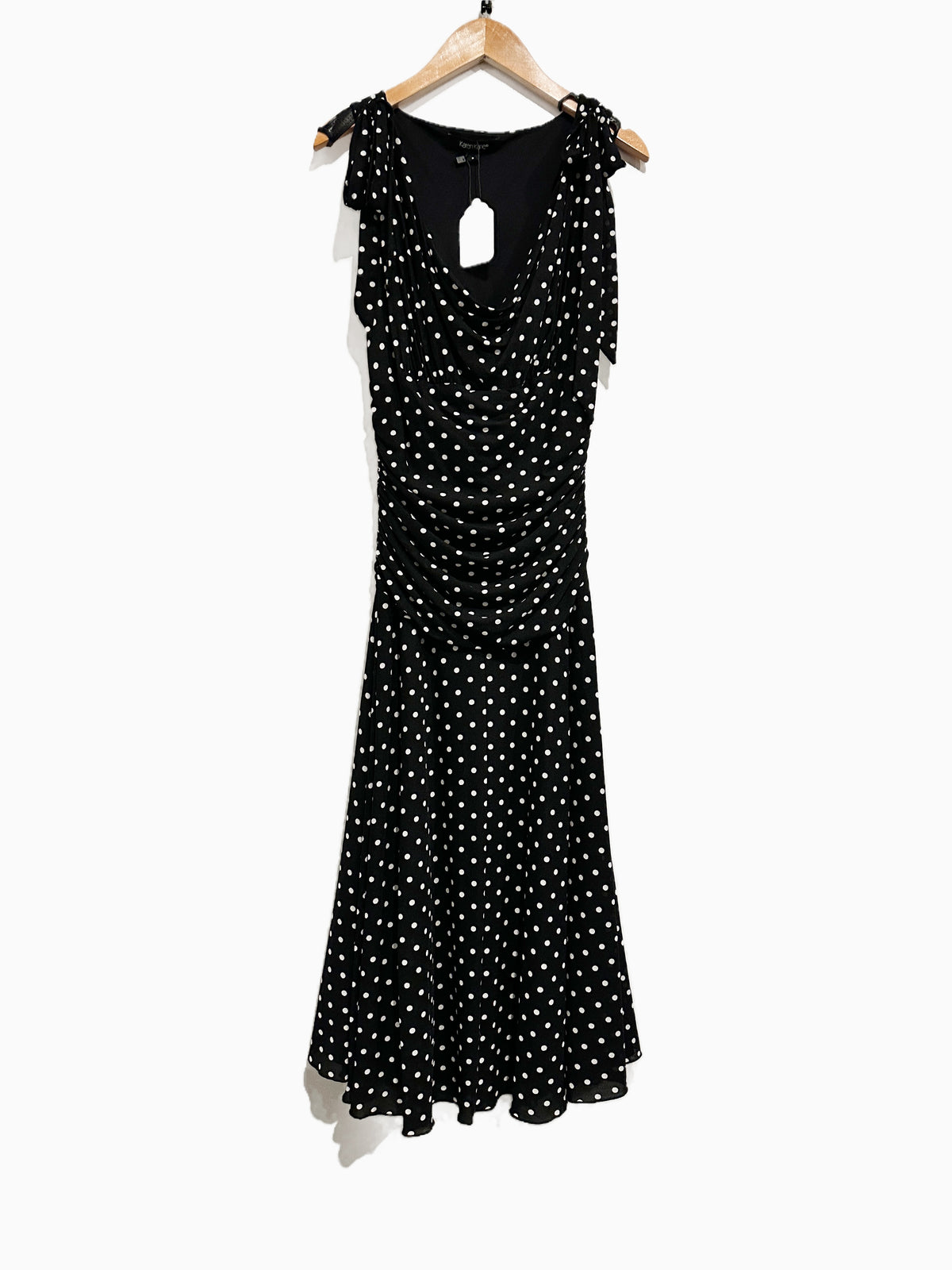 Karen Kane Black and White Polka Dot Midi Dress - Small