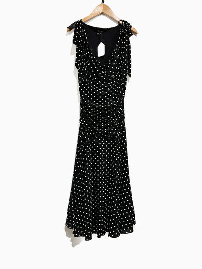 Karen Kane Black and White Polka Dot Midi Dress - Small