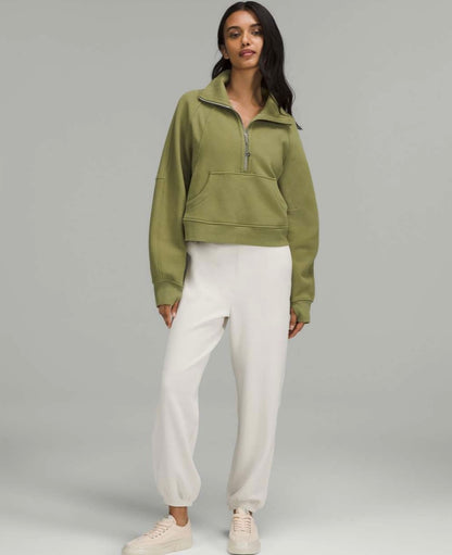 Lululemon Scuba Oversized Funnel Neck Half-Zip in Bronze Green - XS/Small